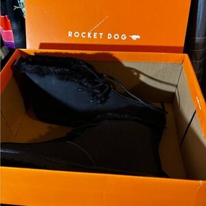Rocket Dog Black Fur-Lined Ankle Boots